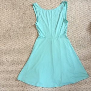 Divided short, low back dress seafoam green